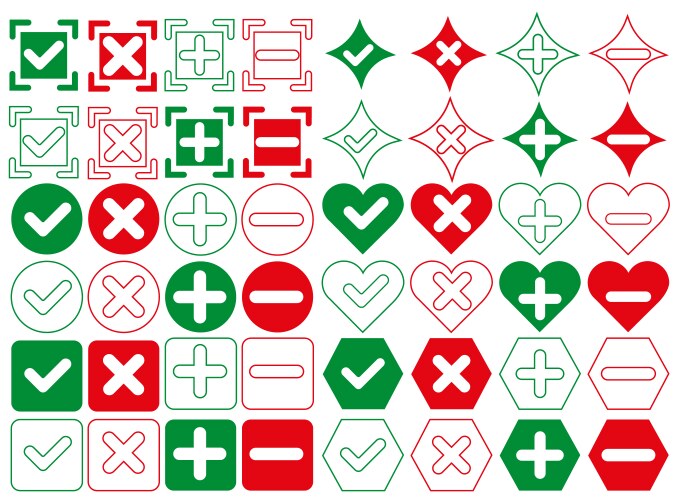 A set of yes and no checkboxes in different vector image