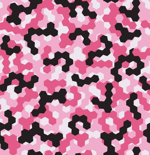 Digital pink camouflage seamless patterns with hex vector image