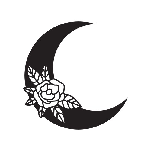 Floral Crescent Moon Silhouette Vector Image