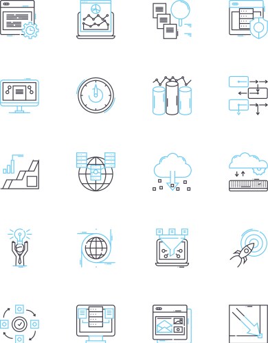 Data visualization linear icons set graphs vector image