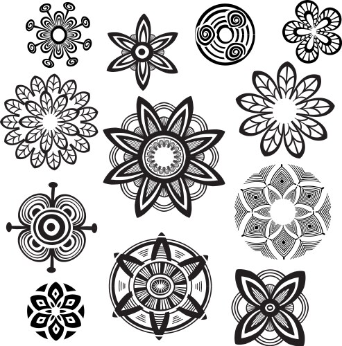 decorative flower round ornament mandala line vector image