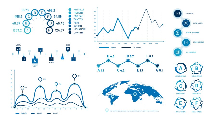 infographics graph charts histogram data graphs vector image