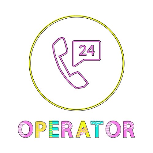 Operator bright round linear icon with receiver vector image