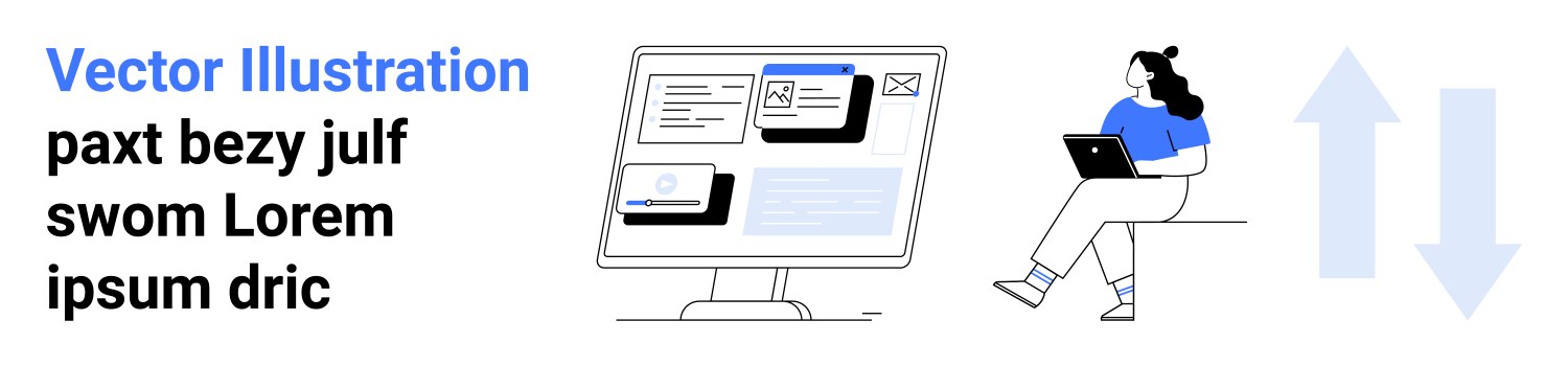 Person using laptop with dropdown menus and arrows vektorbild