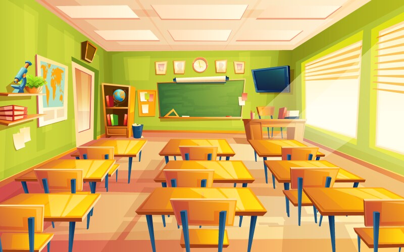 cartoon empty school college classroom vector image