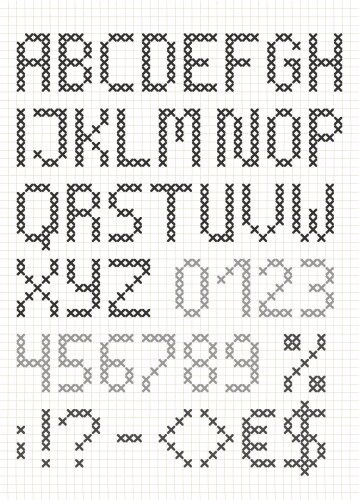Cross stitch alphabet Royalty Free Vector Image