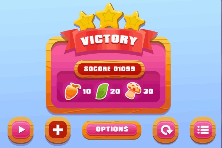 Complete set of level button game ui pop-up icon vector image