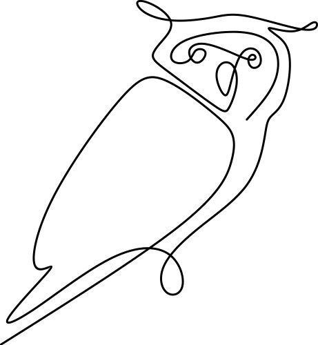 Drawing a continuous line of owls with simple vector image