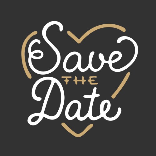 Save date in heart shape invite card template vector image