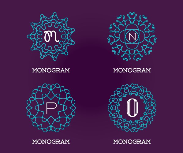 Set monogram design template letter premium Vector Image