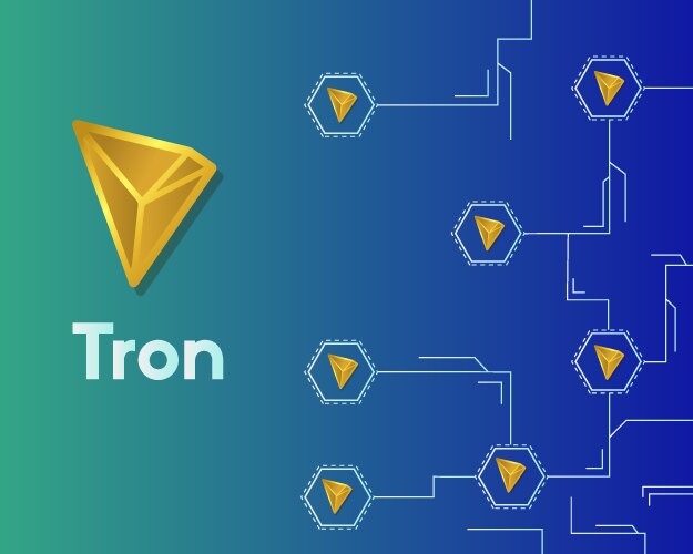 Cryptocurrency tron blockchain circuit networking vector image