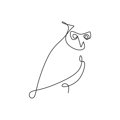 Drawing a continuous line of owls with simple vector image
