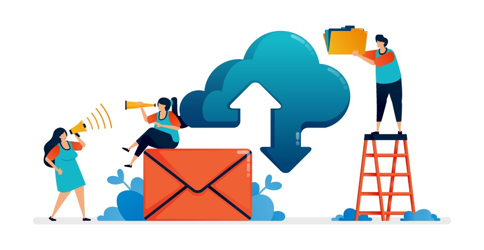 Internet download and upload network on cloud vector image