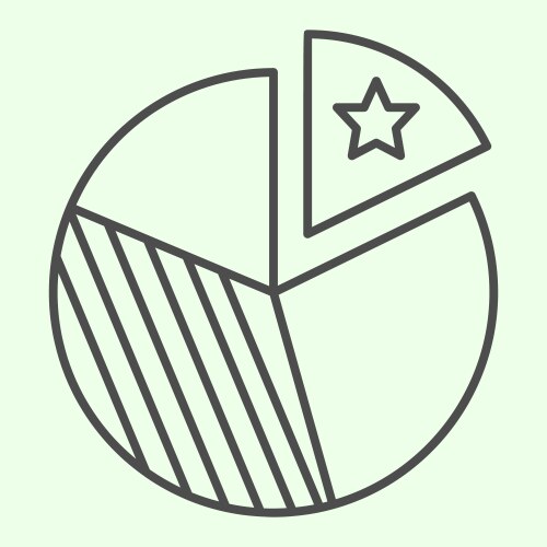 Diagram thin line icon pie chart with marked part vector image