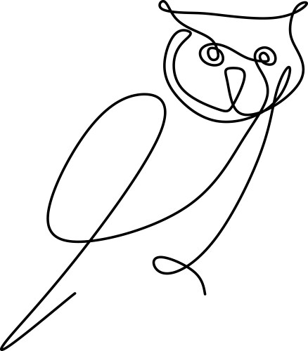 Drawing a continuous line of owls with simple vector image