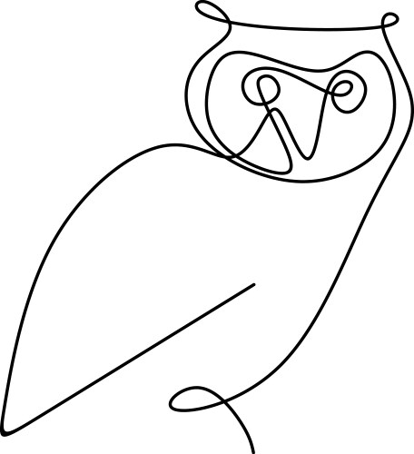 Drawing a continuous line of owls with simple vector image