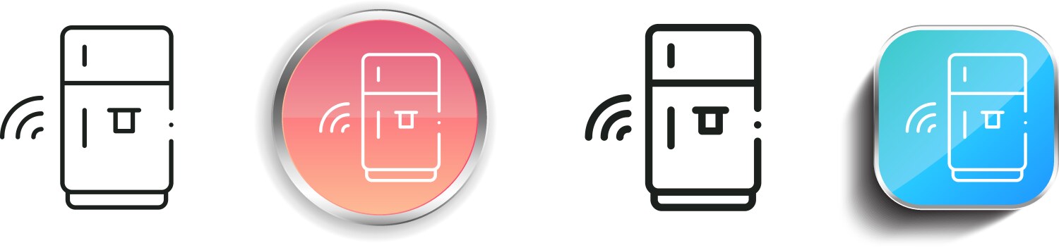 Fridge icon thin linear regular and button style vector image