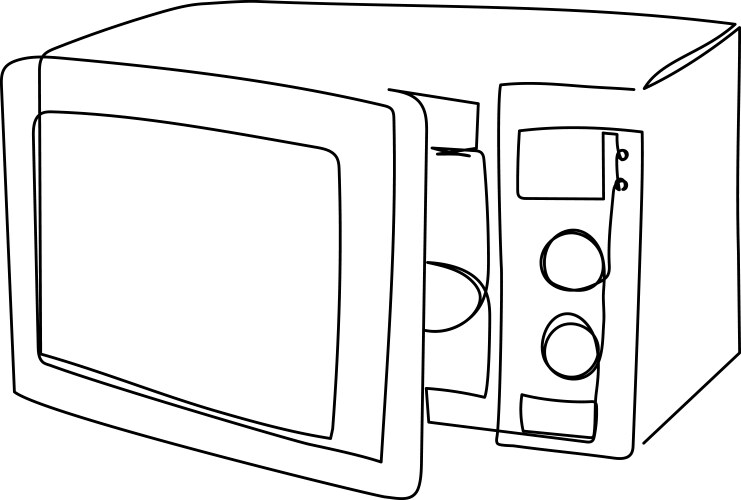 Open microwave continuous line drawing one Vector Image