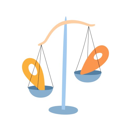Scales with navigation map pointers on weights vector image