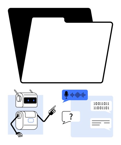 Ai file management digital folder with robot vector image