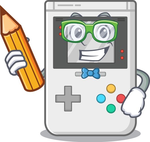 Cool smart student handheld game scroll character vector image