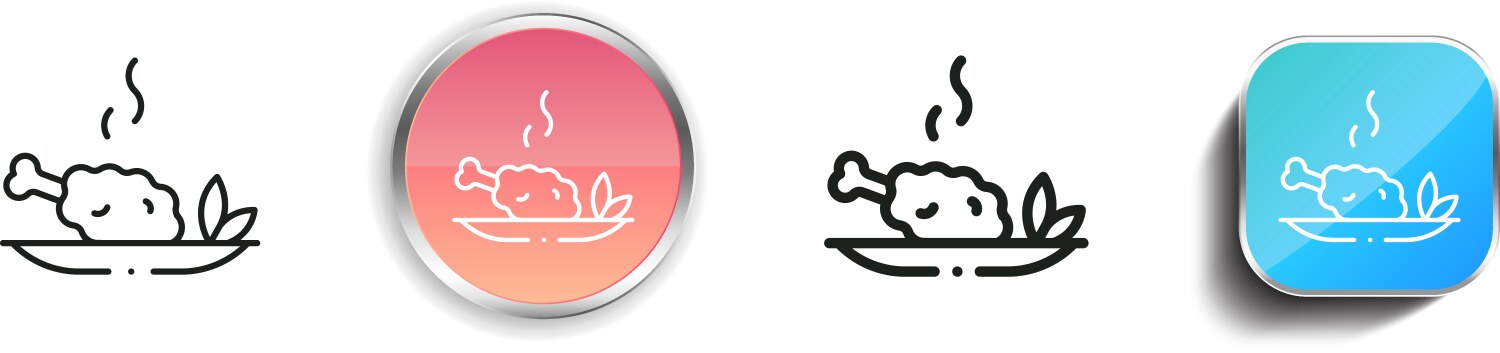 Fried chicken icon thin linear regular and button vector image