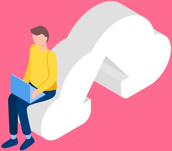 Man working remotely with computer freelancer vector image