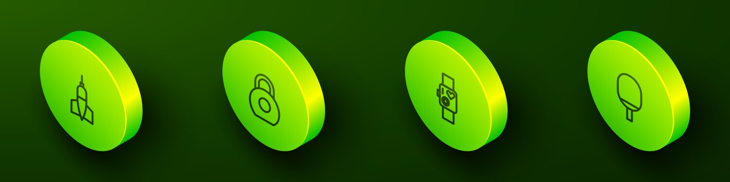 Set isometric line dart arrow kettlebell smart vector image