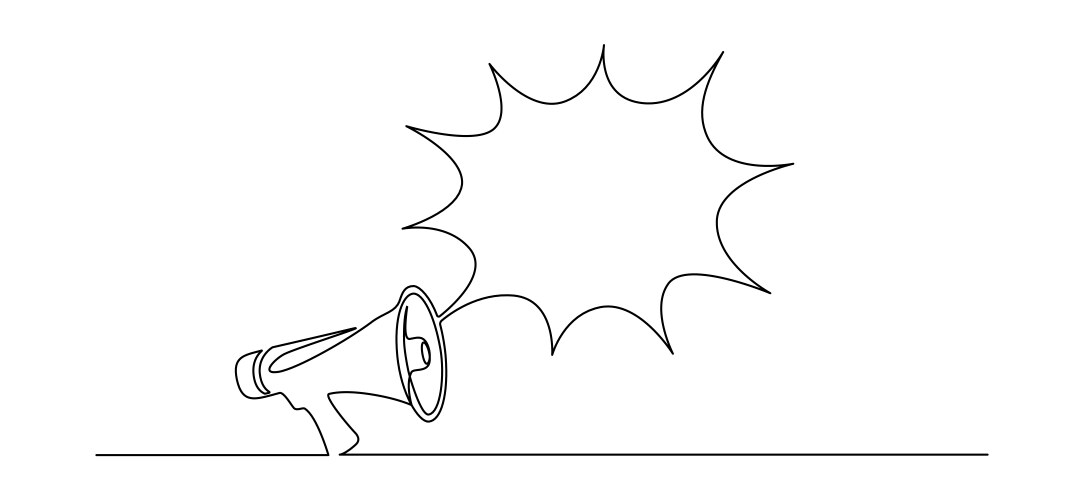 One continuous line drawing of loudspeaker vector image