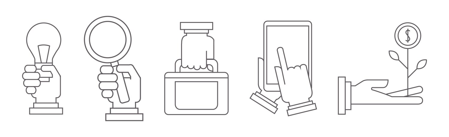 Human hand perform different action line Vector Image