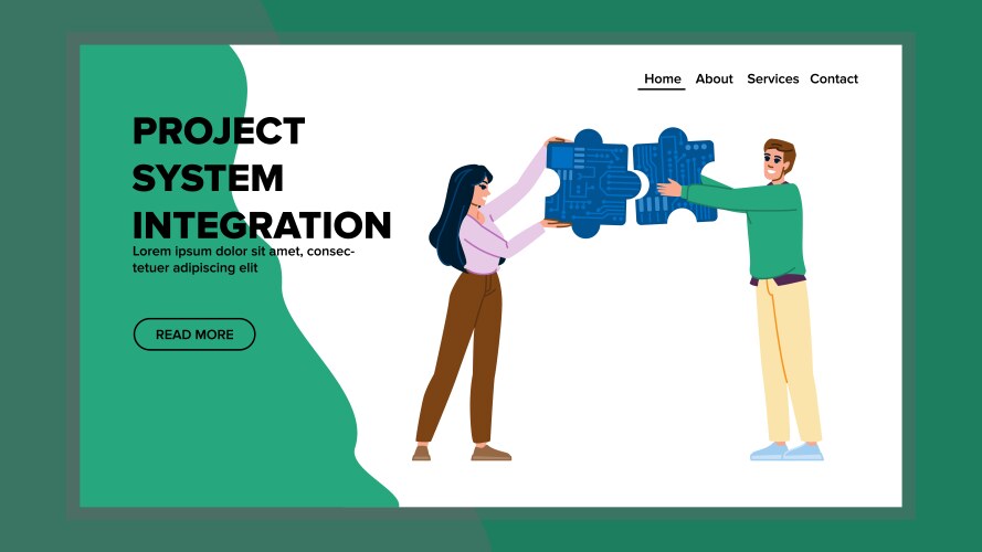 Software project system integration vector image