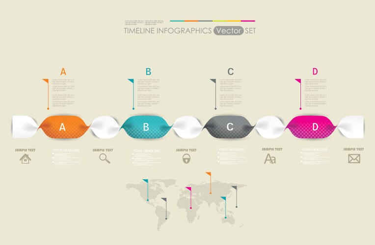 Time line design can be used for workflow layout vector image