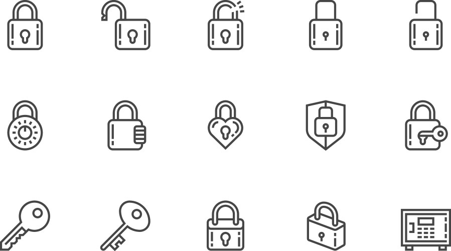 Door lock icons Royalty Free Vector Image - VectorStock