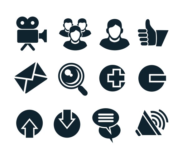 Social media logo icon set black fill eps10 Vector Image