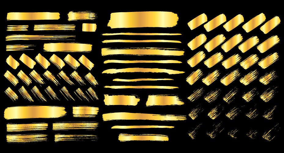 Golden grunge brush strokes Royalty Free Vector Image