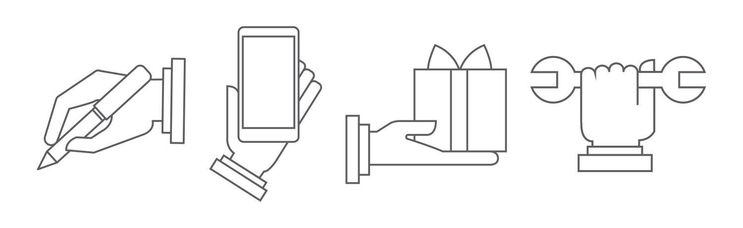 Human hand perform different action line Vector Image