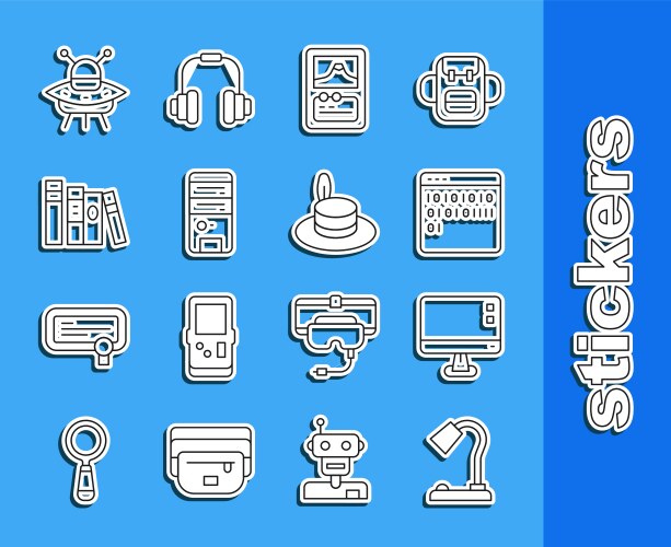 Set line table lamp computer monitor screen vector image