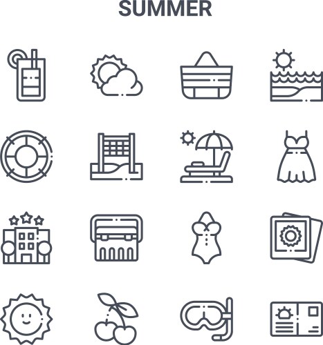 Summer Concept Line Icons - 64x64 Vector Image