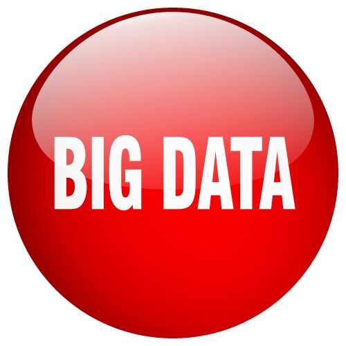 Big data red round gel isolated push button vector image