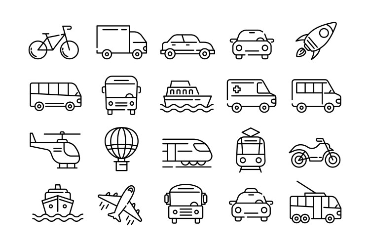 Transport Vehicle Icons Vector Image