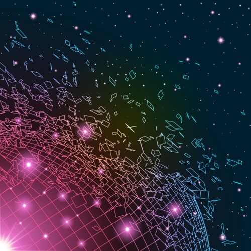 Abstract background with exploded shiny grid vector image