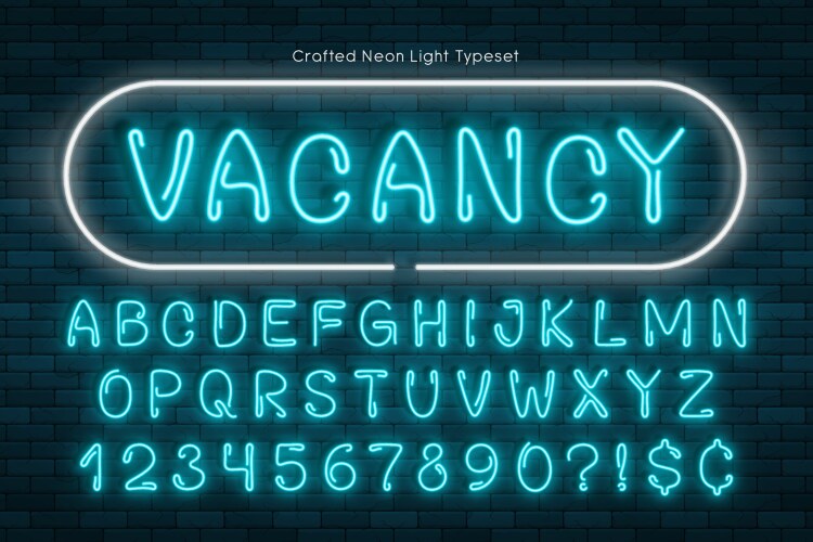 Handmade neon light alphabet realistic extra vector image