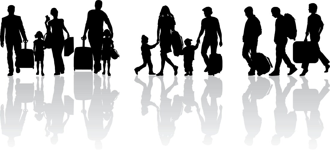 Refugee Family Journey Vector Image