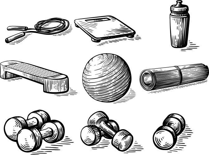 Sketch hand drawn gym equipment machine stationary