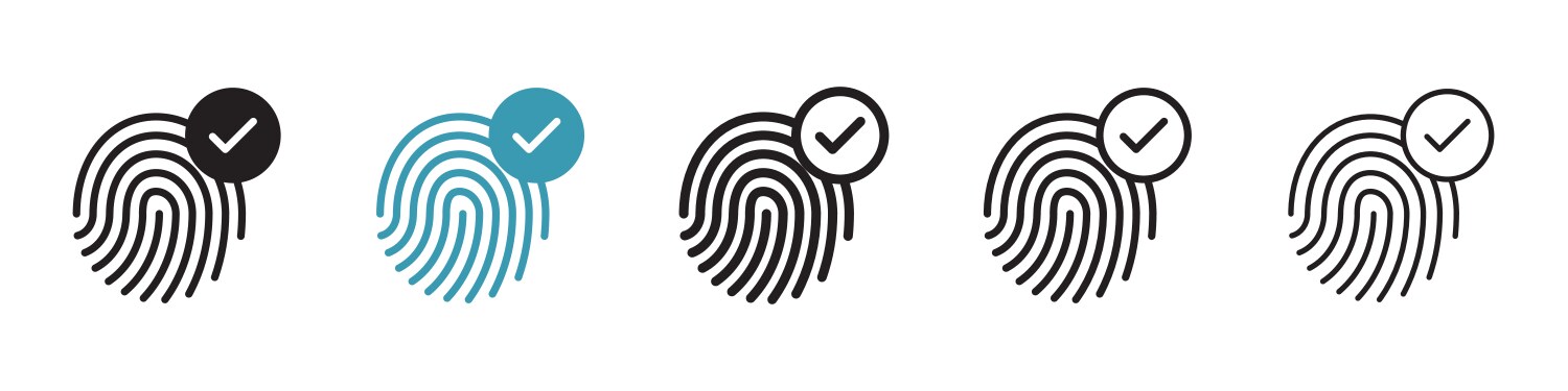 biometric security icon set fingerprint vector image