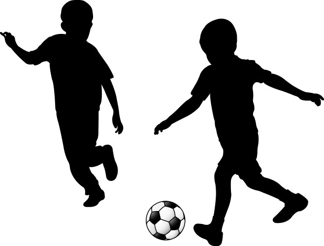 Kids Soccer Silhouettes Vector Image