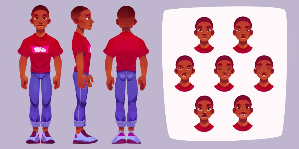 young african man character constructor vector