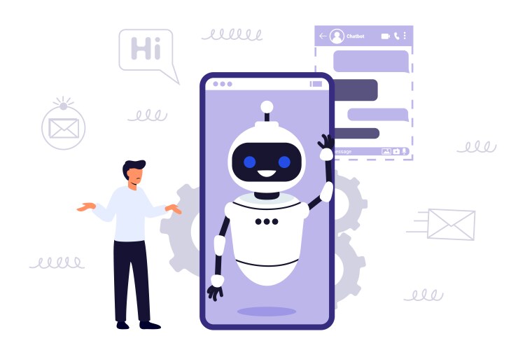 Chatbot ai robot assistant for user correspondence vector image