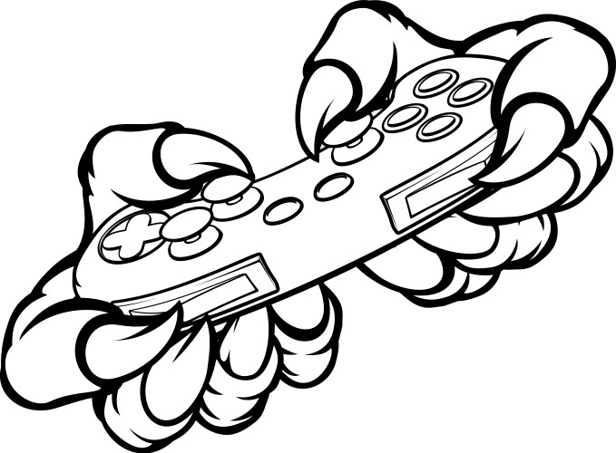 Gamer monster claws holding games controller Vector Image
