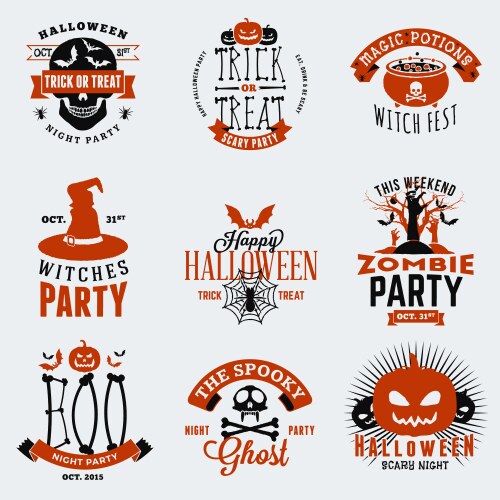 Retro Halloween Badge Set Vector Image